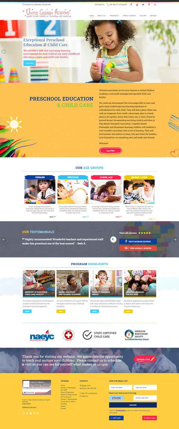 child care website theme | daycare website template