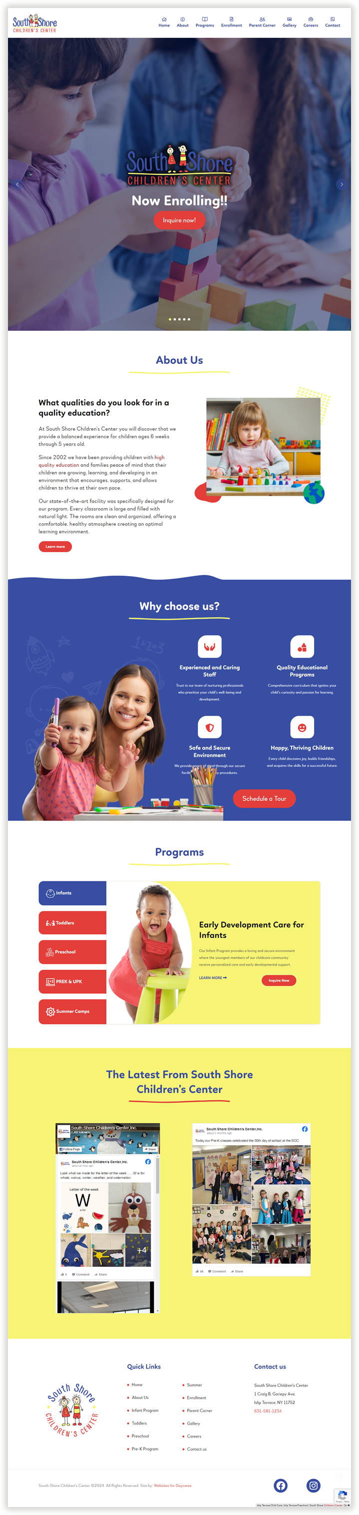 custom child care website design