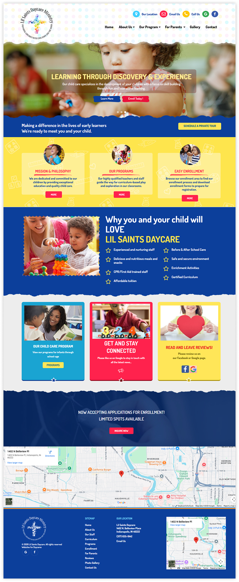 child care website and logo