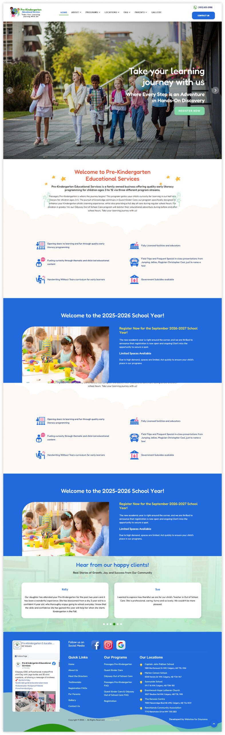 custom child care website design